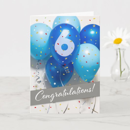Blue Balloons Card für Mitarbeiter 6 Jahre Karte (Kleine Pflanze)