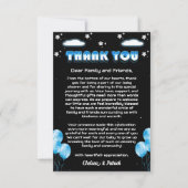 Blue Balloons Celestial Starry Night Baby Shower Dankeskarte (Vorderseite)