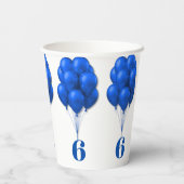 Blue Balloons Chiles Birthday Age Template Pappbecher (Rückseite)