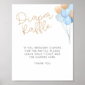 Blue Balloons Diaper Raffelzeichen Poster (Vorne)