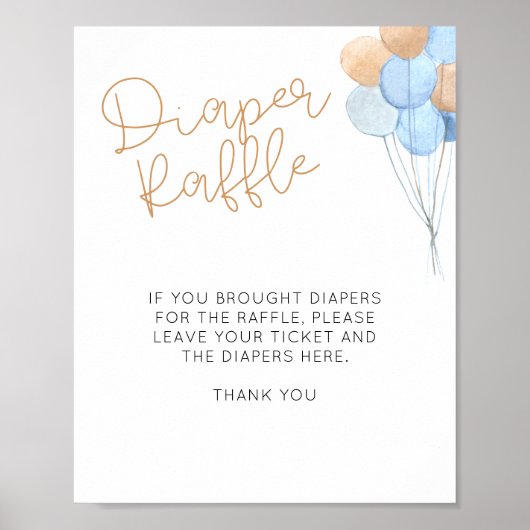 Blue Balloons Diaper Raffelzeichen Poster (Vorne)