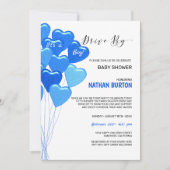 Blue Balloons Drive by Baby Einladung (Vorderseite)