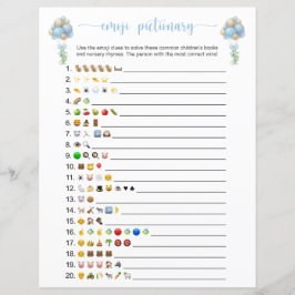 Blue Balloons Emoji Books Baby Shower Game