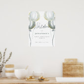 Blue Balloons Erster Geburtstag Begrüßungszeichen  Poster (Küche)