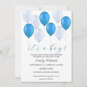 Blue Balloons Es ist ein Baby Shower Einladung (Vorderseite)