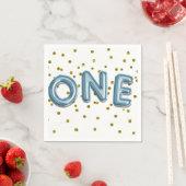 Blue Balloons Gold Confetti 1. Geburtstag Party Serviette (Beispiel)