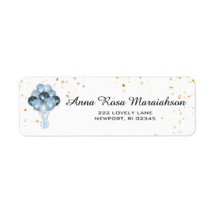 *~* Blue Balloons Gold Glitzer Baby Boy Dusche
