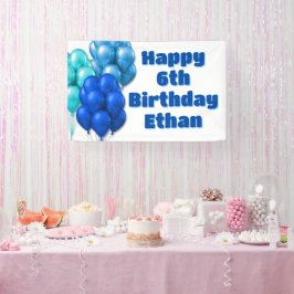 Blue Balloons Happy Birthday Boys Party Banner