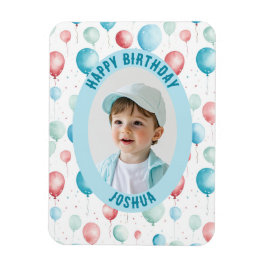 Blue Balloons Happy Birthday Foto Magnet