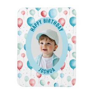 Blue Balloons Happy Birthday Foto Magnet