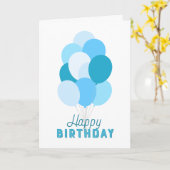 Blue Balloons Happy Birthday Karte (Gelbe Blume)