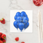 Blue Balloons Happy Birthday Kids Party Napkins Serviette<br><div class="desc">Jungen Geburtstagsnapkins. Helle blaue Ballons entwerfen mit eigenem Text. Als Beispiel: "Happy Birthday (Name des Kindes)" wird in einem lustigen Schriftart in Weiß über den großen Ballons gedruckt.</div>