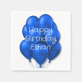 Blue Balloons Happy Birthday Kids Party Napkins Serviette