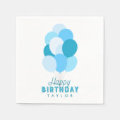 Blue Balloons Happy Birthday Serviette (Vorderseite)