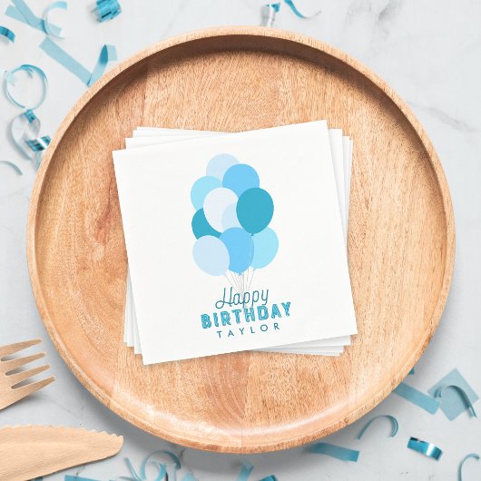 Blue Balloons Happy Birthday Serviette
