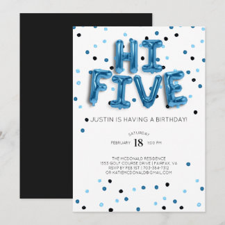 Blue Balloons | Hi Five 5. Geburtstag Einladung