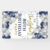 Blue Balloons Party zum 80. Geburtstag Willkommen Banner (Horizontal)