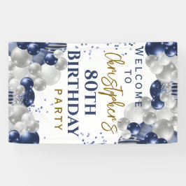 Blue Balloons Party zum 80. Geburtstag Willkommen Banner