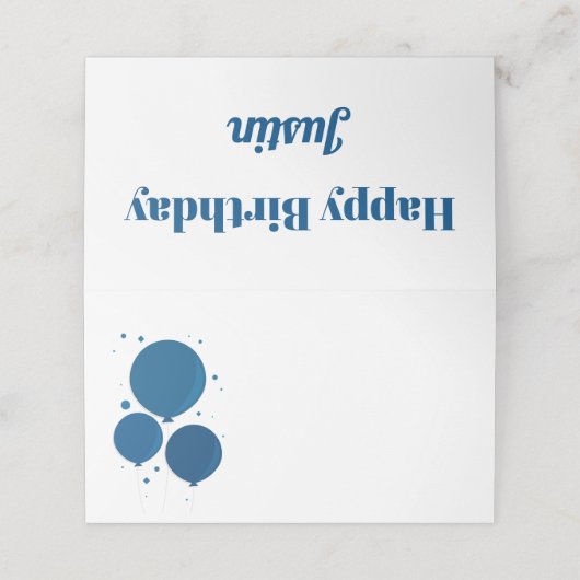 Blue Balloons | Platzkarten (Außenseite Aufgefaltet)