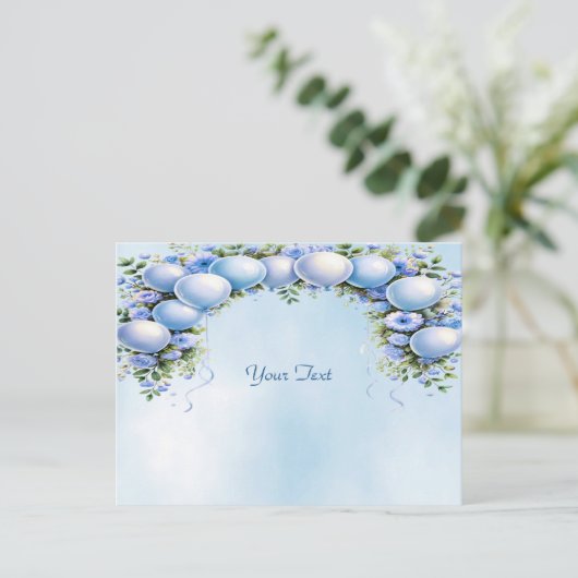 Blue Balloons Postkarte (Stehend Vorderseite)