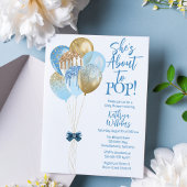 Blue Balloons Sie ist dabei, Pop Baby Shower Einladung