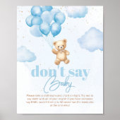 Blue Balloons Teddy Bär Don't say baby game Poster (Vorne)