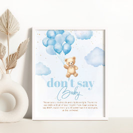 Blue Balloons Teddy Bär Don't say baby game Poster