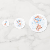 Blue Balloons Teddy Bear Baby Dusche Konfetti (Vorderseiten)