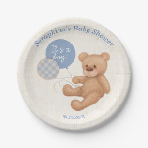 Blue Balloons Teddy Bear Baby Duschpapier Teller