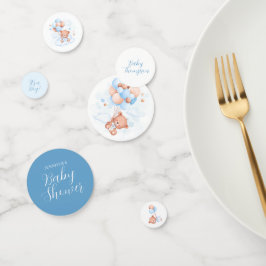 Blue Balloons Teddy Bear Baby Shower Konfetti