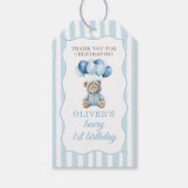 Blue Balloons Teddy Bear Birthday Gift Tag Geschenkanhänger (Vorderseite)