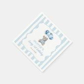 Blue Balloons Teddy Bear Birthday Paper Napkin Serviette (Ecke)