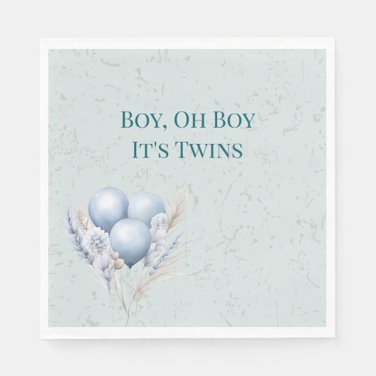 Blue Balloons Twin Boys Baby Dusche Serviette (Vorderseite)