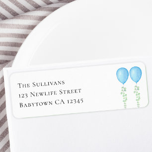 Blue Balloons Twins Baby Dusche Rücksendeadresse