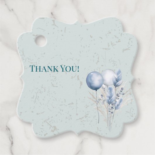 Blue Balloons und Gemusterter Hintergrund Geschenkanhänger (Vorderseite)