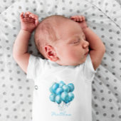 Blue Balloons Watercolor Boy Baby Dusche Baby Strampler