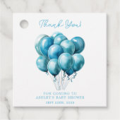 Blue Balloons Watercolor Boy Baby Dusche Geschenkanhänger (Vorderseite)