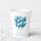 Blue Balloons Watercolor Boy Baby Dusche Pappbecher (Rückseite)
