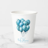 Blue Balloons Watercolor Boy Baby Dusche Pappbecher (Vorderseite)