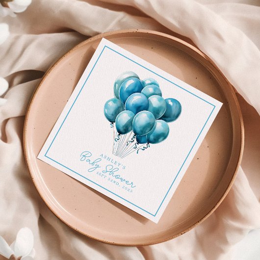 Blue Balloons Watercolor Boy Baby Dusche Serviette