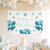 Blue Balloons Watercolor Boy Baby Dusche Willkomme Banner