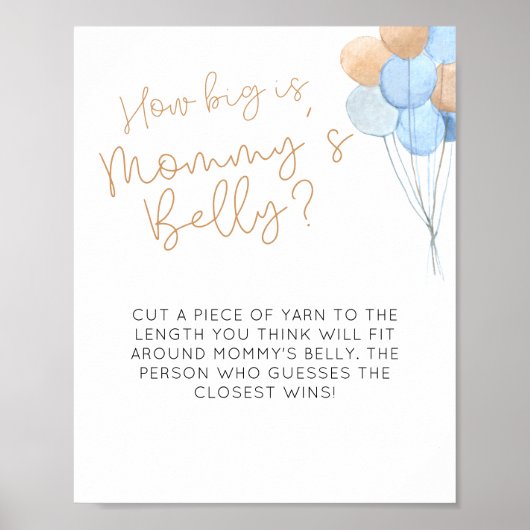 Blue Balloons wie groß ist Mama's Bauch-Zeichen Poster (Vorne)