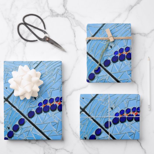 Blue Baltimore Mosaik Geschenkpapier Set (Vorderseite)