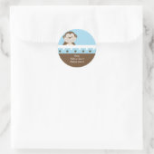 Blue Bambino Monkey Round Address Labels Runder Aufkleber (Tasche)