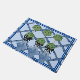 Blue Bamboo Chinoiserie Ginger Jar Doormat Rug Fußmatte