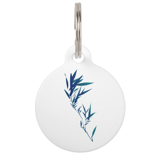 Blue Bamboo Leaf Pet Tag Haustiermarke (Vorderseite)