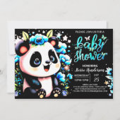 Blue Bamboo Panda Dreamland Boy Baby Dusche Einladung (Vorderseite)