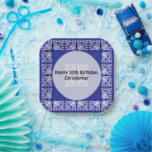 Blue Bandana Design Pappteller (Party)