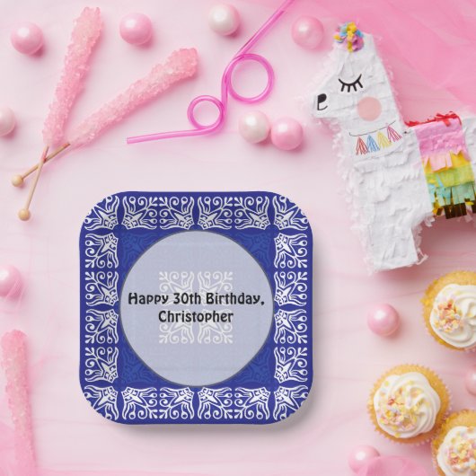 Blue Bandana Design Pappteller (Party)