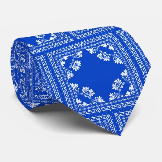 Blue Bandana Pattern Krawatte (Gerollt)